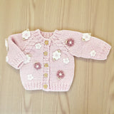 🌸 Blush Flower Cardigan Sweater – Baby & Toddler
