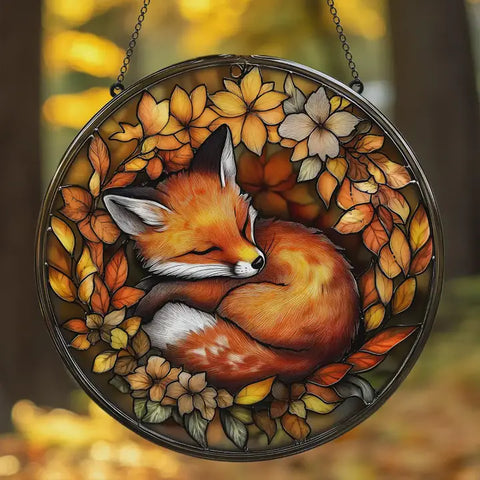 🦊 Sweet Briar Fall Favorite: Sleeping Fox Window Hanging 🍁