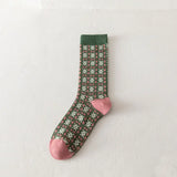 Pink & Green Garden Crew Socks 🌸