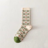 Vintage Garden Crew Socks — Cream 🌿