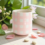 💗 Pink Gingham Ceramic Vase – A Vixen Favorite