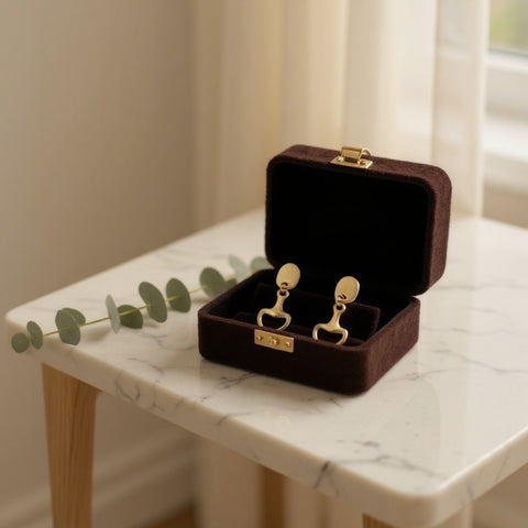 ✨ Susan Shaw Gold Horsebit Earrings