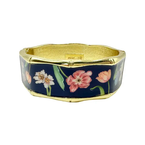 🌸 Grey Hall Floral Bracelet – Classic Elegance with a Pop of Navy 💫