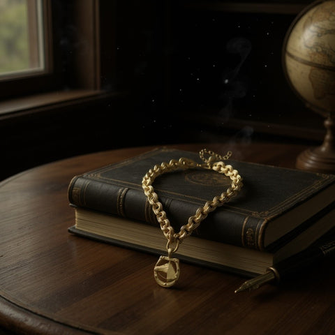 ✨ Handcast Gold Horseshoe & Pendant Necklace