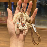 Handmade Gingham Pony Bag Charm — Pink🐴