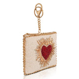 Mary Frances “Heart Burst” Red & Cream Beaded Coin Purse ❤️