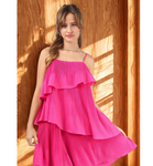 💓 Hot Pink Tiered Pleats Asymmetrical Mini Dress – Dance Into Vixen Style