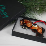 🎁 Jumping Horse Ornament – Bay Hunter Equestrian Christmas Gift