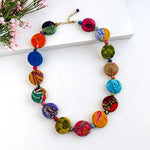 🌈 Kantha Dotted Disc Necklace – Wear Your Bold