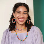 🟩 Kantha Dotted Square Hoops – Bold Geometry, Global Soul