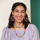 🟩 Kantha Dotted Square Hoops – Bold Geometry, Global Soul