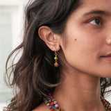 🟠 Kantha Double Drop Earrings – Small Beads, Big Statement