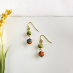 🟠 Kantha Double Drop Earrings – Small Beads, Big Statement