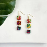 🟢 Kantha Fluid Square Trio Earrings – Minimalist Form, Maximal Impact