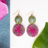 🌸 Kantha Threadburst Earrings – Vibrance in Motion