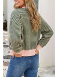 Sage & Pink Striped Cardigan