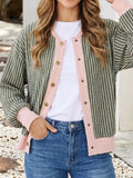 Sage & Pink Striped Cardigan