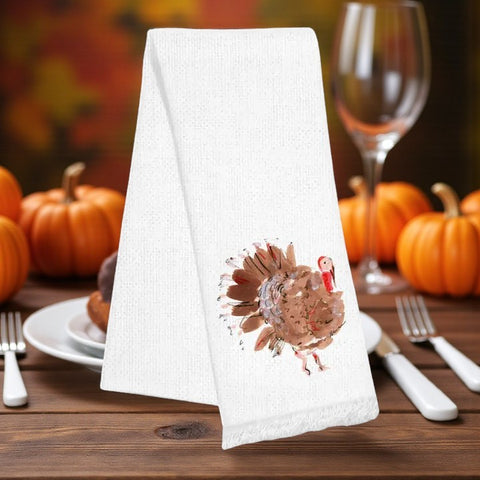 🦃 Turkey Linen Fringe Towel