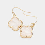 🌸 Light Blue Mother of Pearl Quatrefoil Earrings