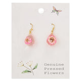 🌸 Pink Dried Flower Clear Teardrop Earrings 🌸