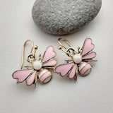 🌸 Pink Enamel Bee Earrings – Sweet & Chic
