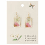 🌸 Pink Petals Dried Flower Gold Oblong Earrings