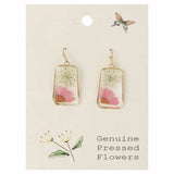 🌸 Pink Petals Dried Flower Gold Oblong Earrings