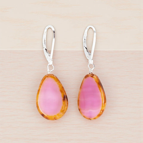 💗 Pink Teardrop Glass Beaded Drop Earrings – Pretty in Pink, Sweet Briar Style 💗