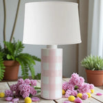💡 Pink Gingham Column Lamp – Classic Sweet Briar Charm