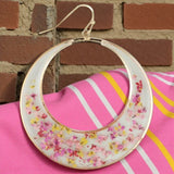 🌼 Pink Posy Dried Flower Circle Earrings