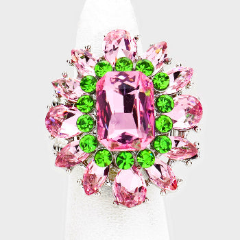 Ring - Pink & Green Stones