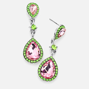 Earring - Pink & Green Dangle