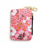 🌸 Deep Pink Floral Keychain Wallet