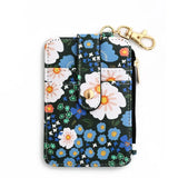 🌌 Navy Floral Keychain Wallet