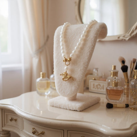 🌿 Racehorse Pendant Pearl Necklace