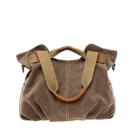🌸 Coffee Brown Canvas Tote Bag