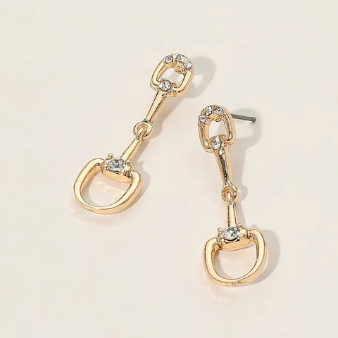 ✨Rhinestone Paved Horsebit Drop Earrings