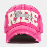 RIDE Western Horse Embroidered Vintage Baseball Cap — Hot Pink 🐎