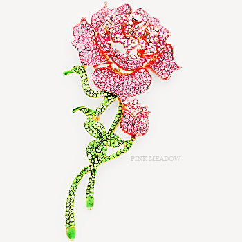 Brooch - Pink Sparkle Rose