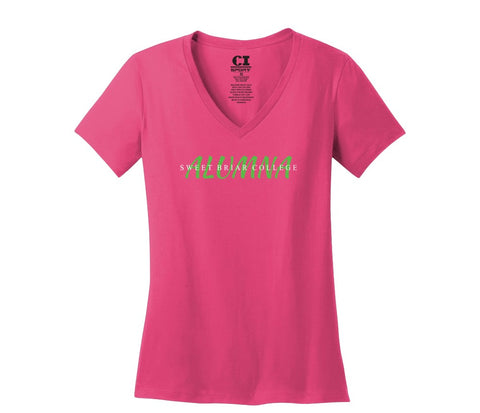 Short Sleeve Tee Shirt V-neck Dark Fuchsia
