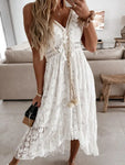 🤍 Lace Suspender Long Skirt Dress