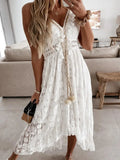 🤍 Lace Suspender Long Skirt Dress