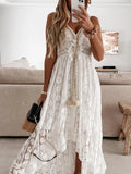 🤍 Lace Suspender Long Skirt Dress