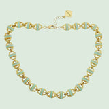 ✨ Sweet Briar Enamel Basket Necklace – Mint & Gold