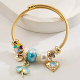💙Stylish Stainless Steel Bracelet with Crystal Charms – Blue