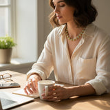 ✨ Sweet Briar Enamel Basket Necklace – Mint & Gold