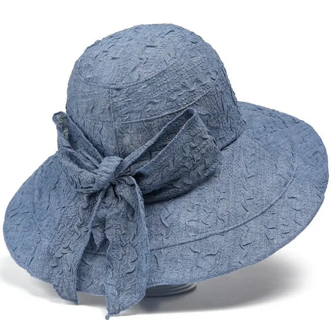 ✨Travel Sun Protection Bow Bucket Hat-Blue