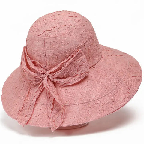 ✨Travel Sun Protection Bow Bucket Hat-Pink