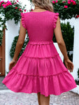 🌺 Ruffle-Shoulder Tiered Mini Dress – Sweet, Spirited, and Summer-Ready-Limited Edition