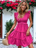 🌺 Ruffle-Shoulder Tiered Mini Dress – Sweet, Spirited, and Summer-Ready-Limited Edition